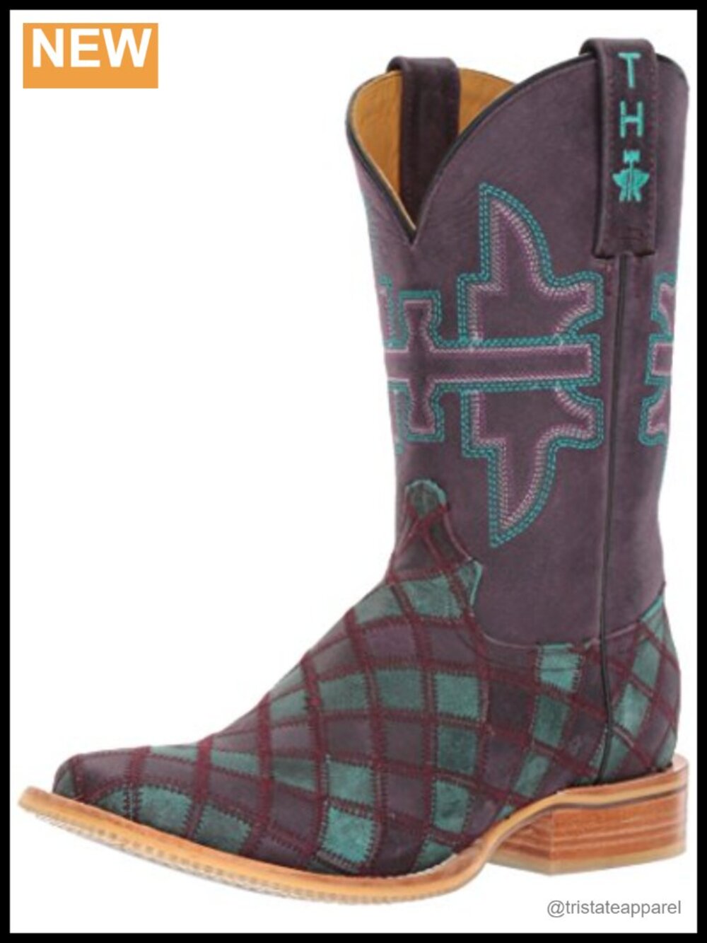 Women's Mid-Calf Western Boots Square Toe Pull-On Leather Block Heel 11 inch